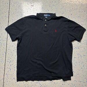 VTG Ralph Lauren Polo Shirt Mens Size XL Black Pony Casual Short Sleeve